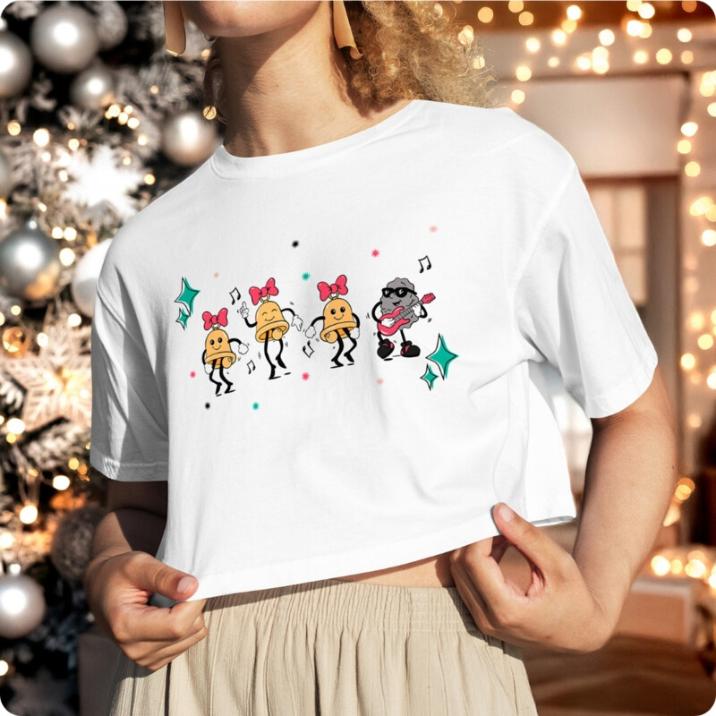 Jingle Bell Rock Women's Crop Christmas T-shirt Thumbnail